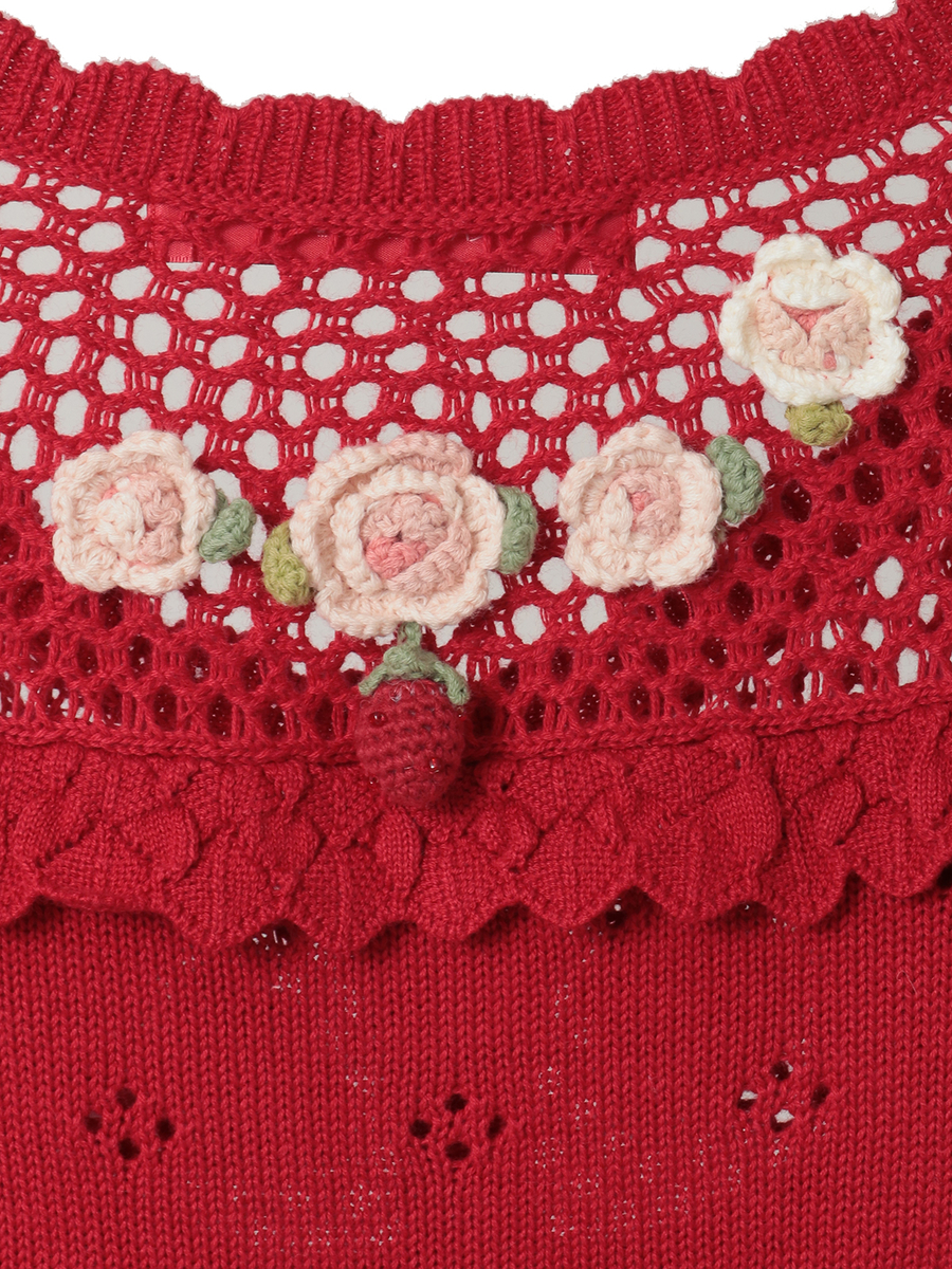 テディ＆ローズモチーフヨークニットカーディガン 詳細画像 クロ 15