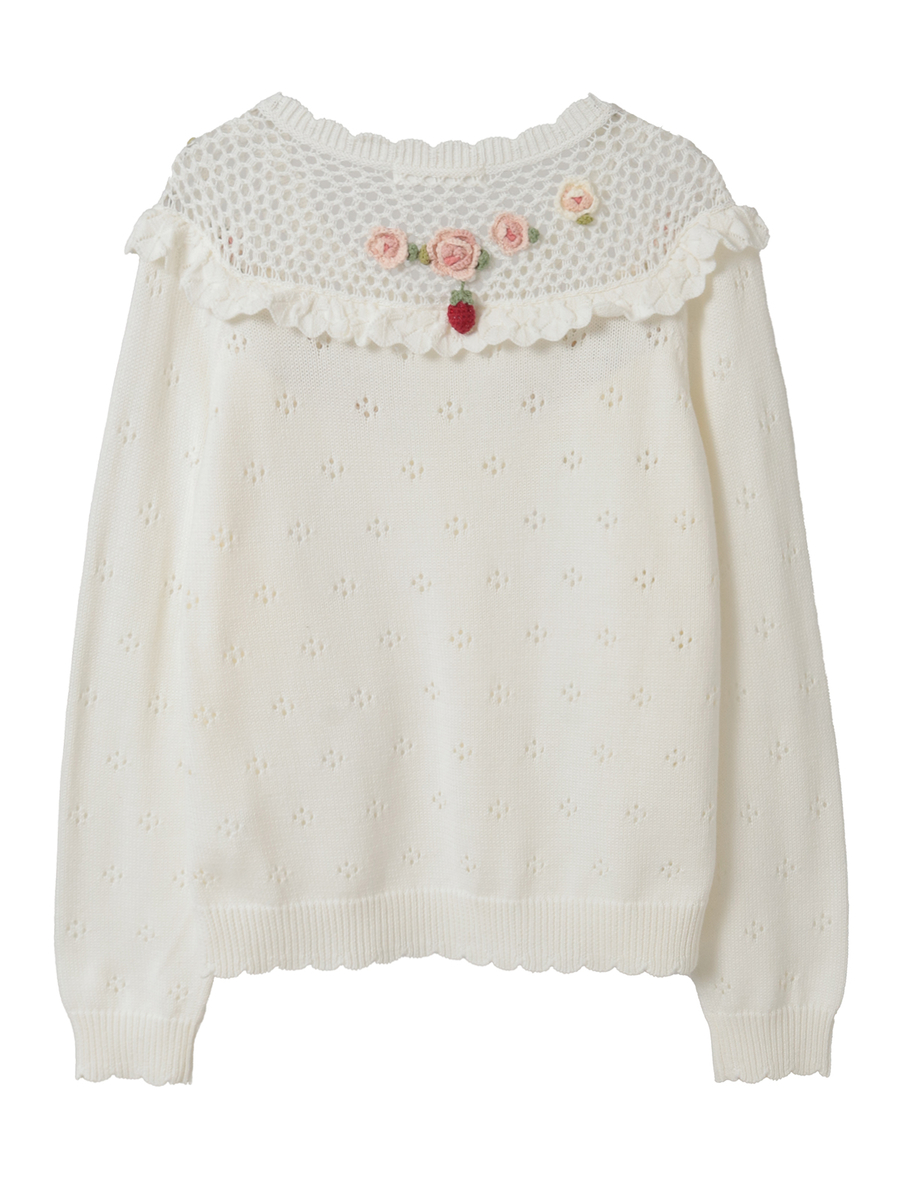 テディ＆ローズモチーフヨークニットカーディガン 詳細画像 クロ 2