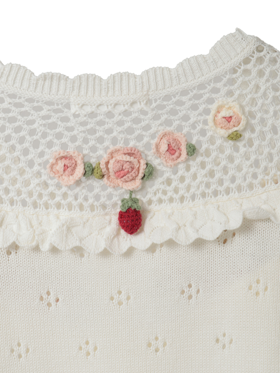 テディ＆ローズモチーフヨークニットカーディガン 詳細画像 クロ 7