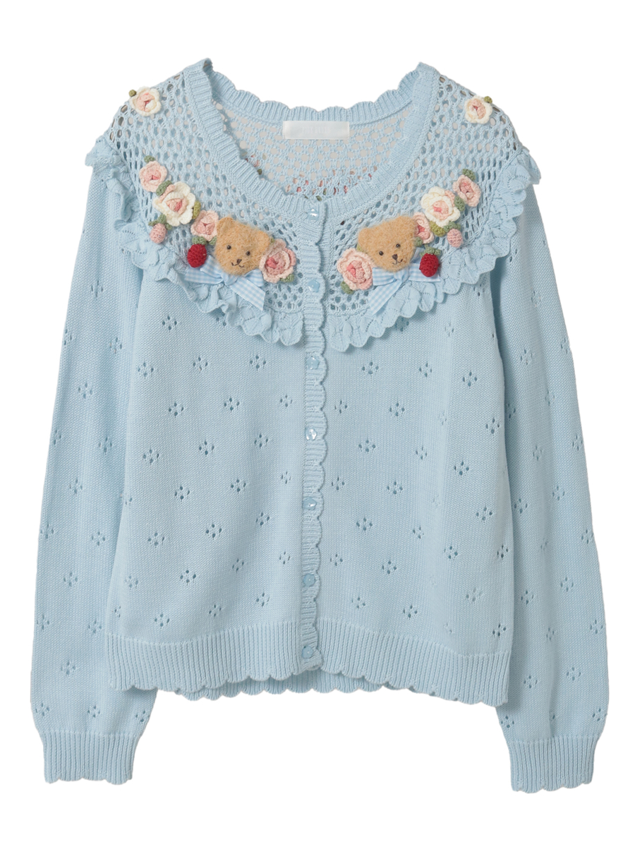 テディ＆ローズモチーフヨークニットカーディガン 詳細画像 ソライロ 1