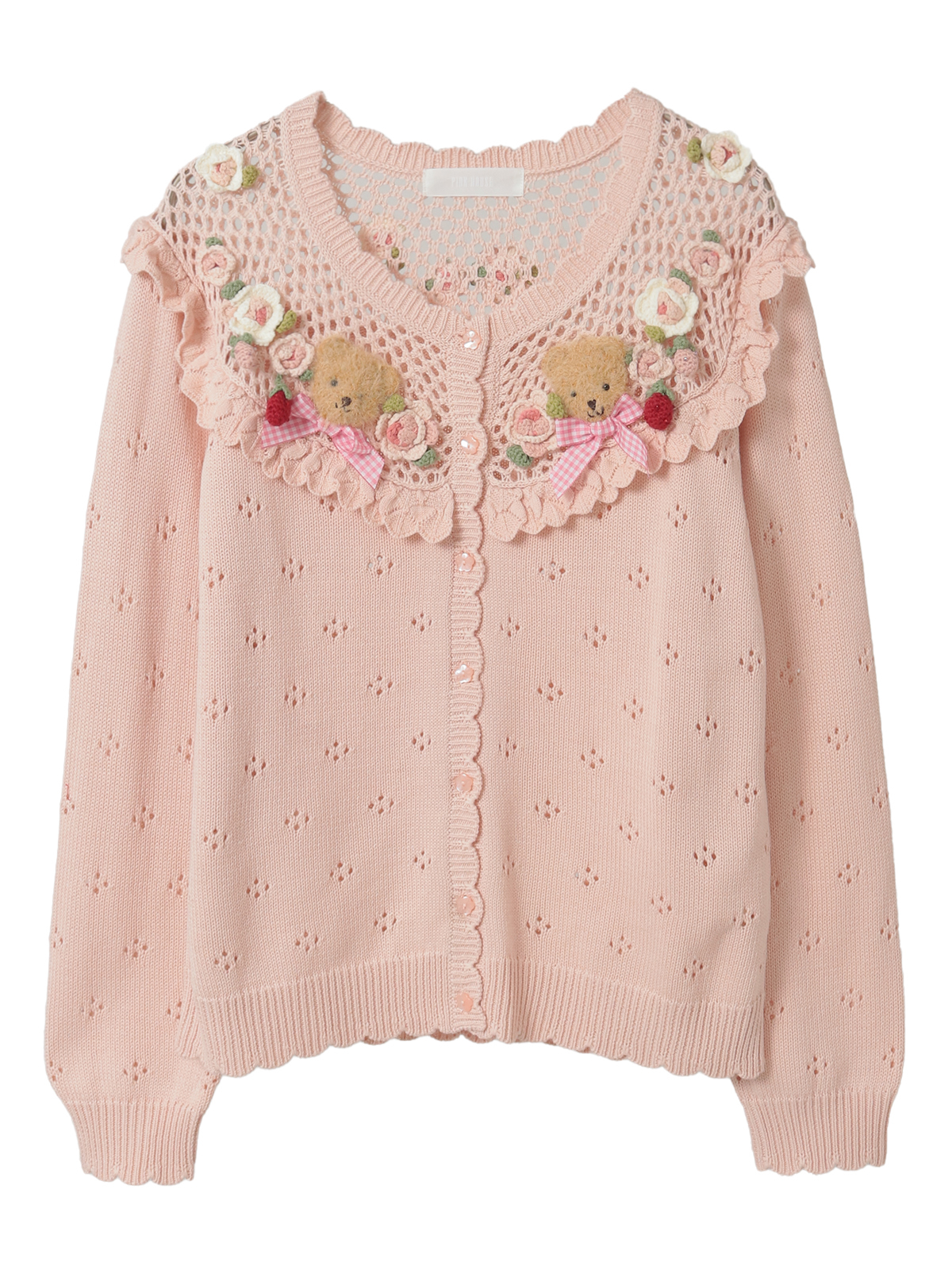 テディ＆ローズモチーフヨークニットカーディガン｜ピンクハウス