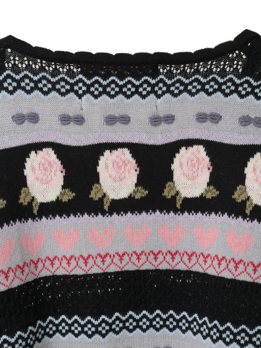 テディ＆ローズジャガードニットカーディガン 詳細画像 ラベンダー 10