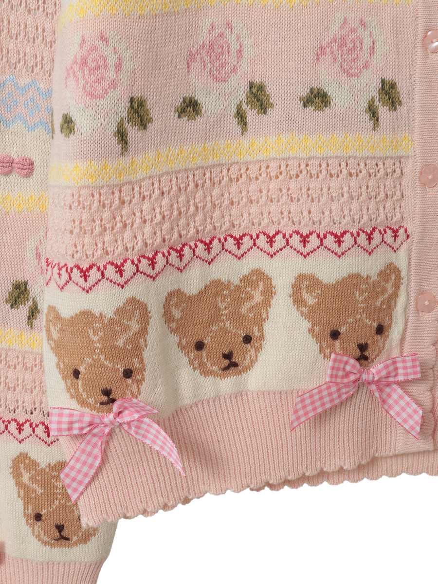 テディ＆ローズジャガードニットカーディガン 詳細画像 ラベンダー 11