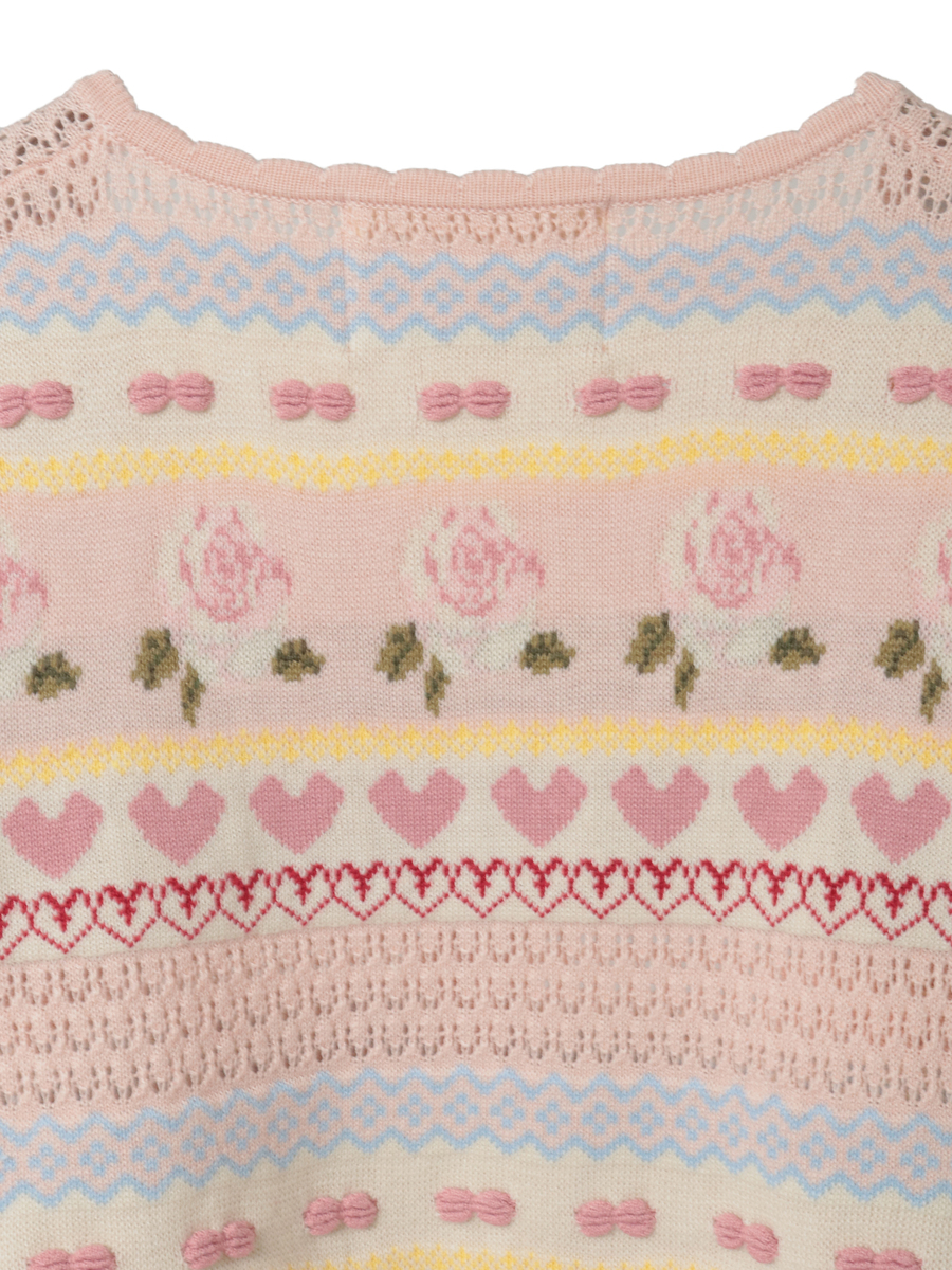 テディ＆ローズジャガードニットカーディガン 詳細画像 ラベンダー 13