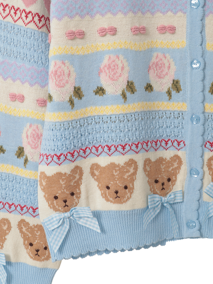 テディ＆ローズジャガードニットカーディガン 詳細画像 ラベンダー 14