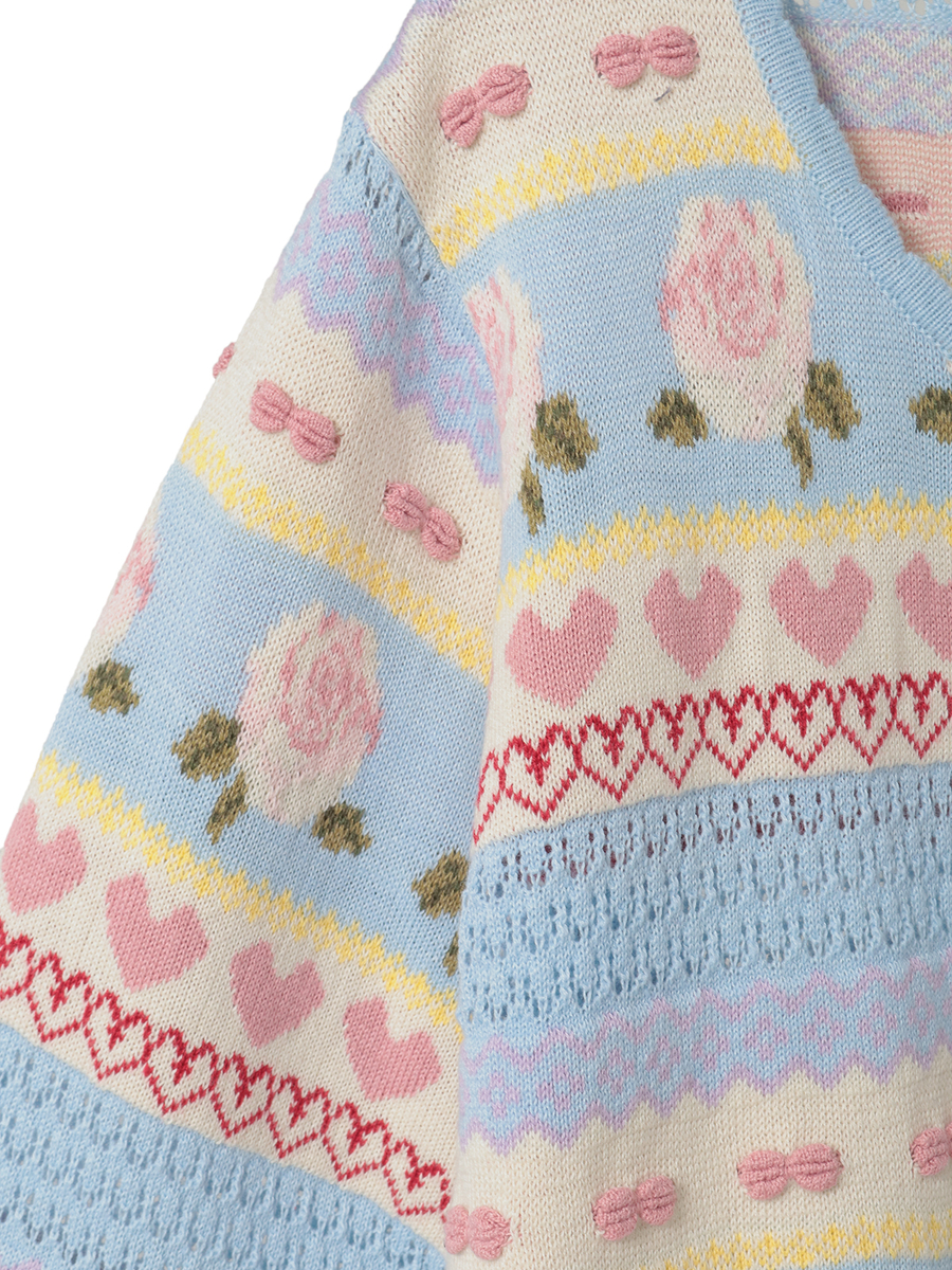 テディ＆ローズジャガードニットカーディガン 詳細画像 ラベンダー 15