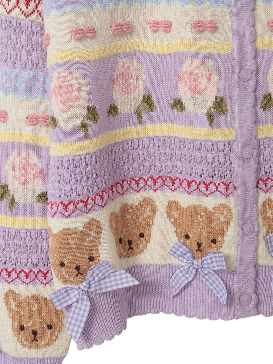 テディ＆ローズジャガードニットカーディガン 詳細画像 ラベンダー 17