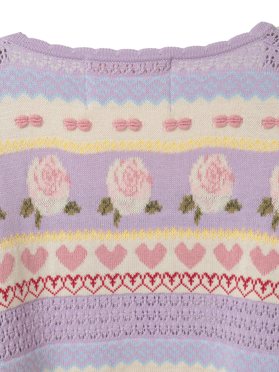 テディ＆ローズジャガードニットカーディガン 詳細画像 ラベンダー 19
