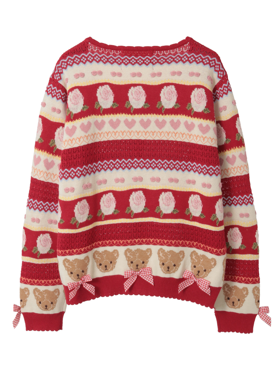 テディ＆ローズジャガードニットカーディガン 詳細画像 ラベンダー 2