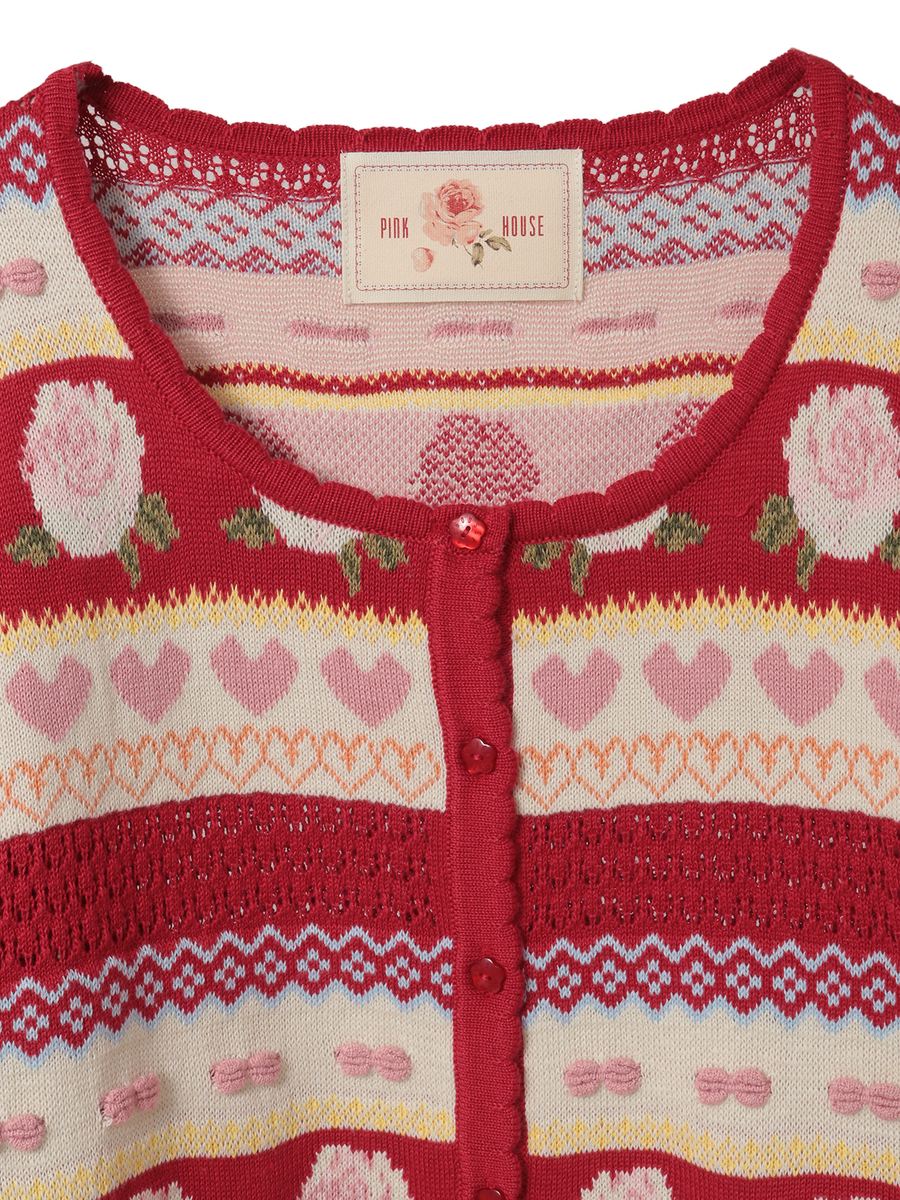 テディ＆ローズジャガードニットカーディガン 詳細画像 ラベンダー 3