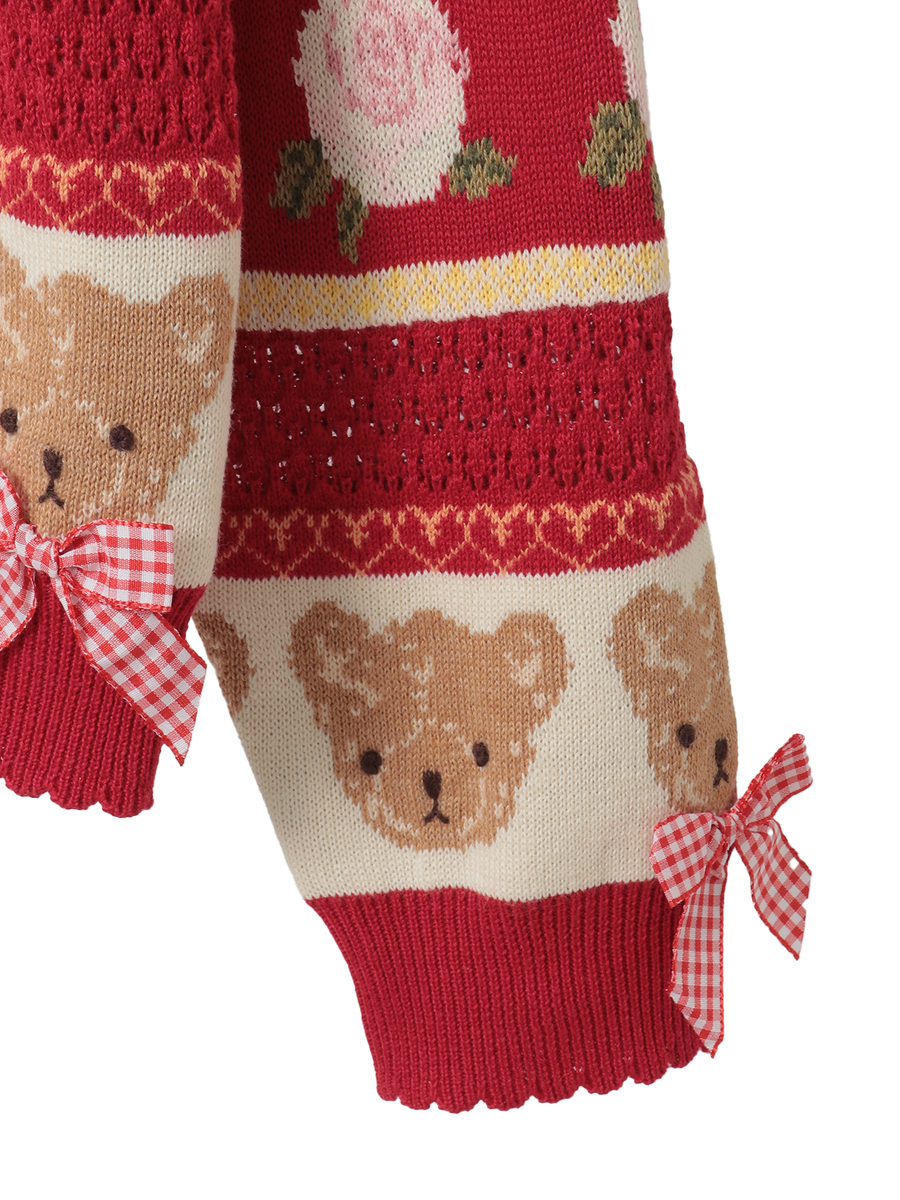 テディ＆ローズジャガードニットカーディガン 詳細画像 ラベンダー 4