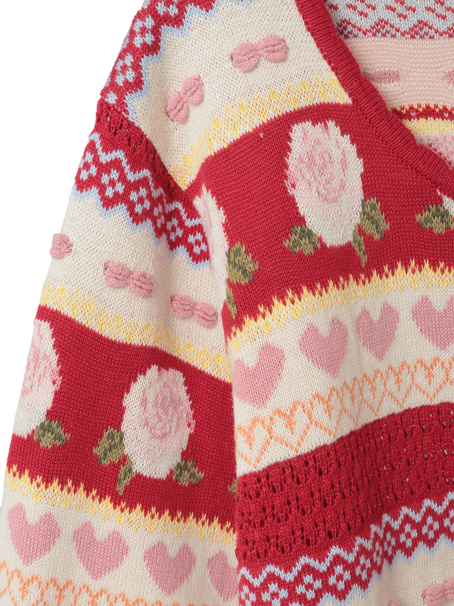 テディ＆ローズジャガードニットカーディガン 詳細画像 ラベンダー 6