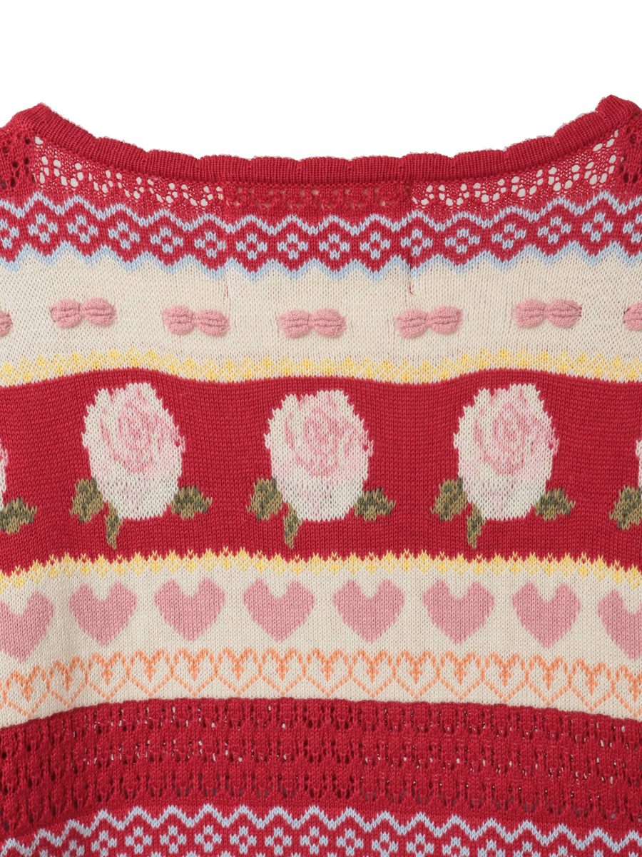 テディ＆ローズジャガードニットカーディガン 詳細画像 ラベンダー 7