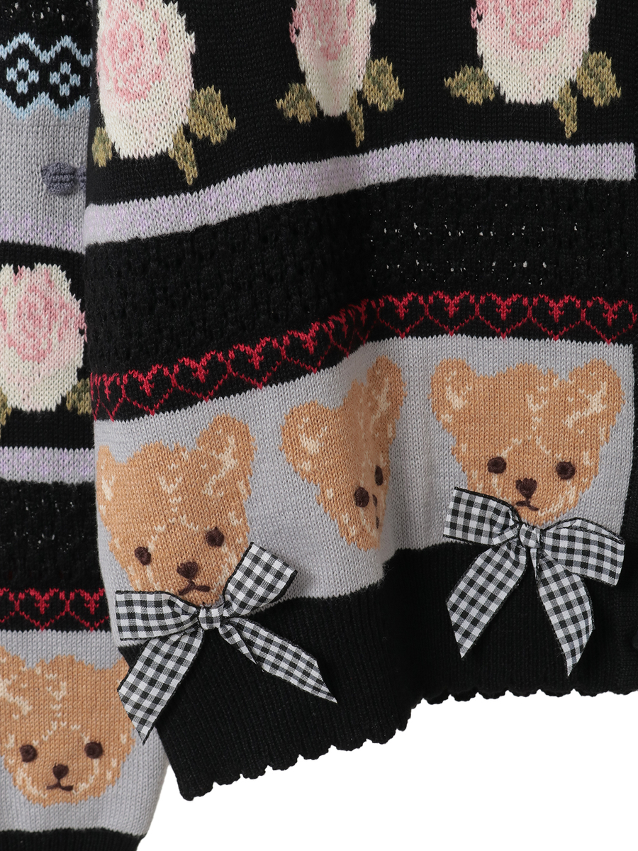 テディ＆ローズジャガードニットカーディガン 詳細画像 ラベンダー 8