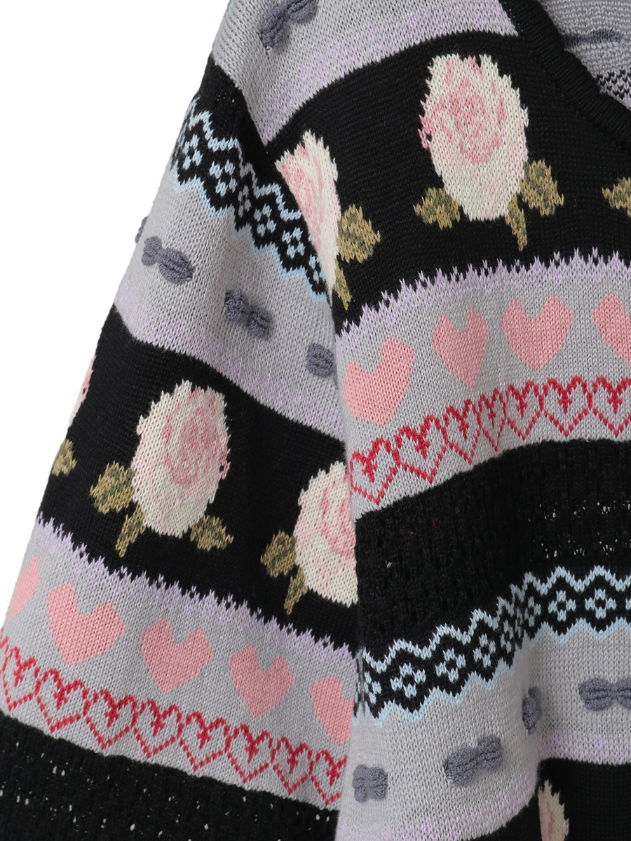 テディ＆ローズジャガードニットカーディガン 詳細画像 ラベンダー 9