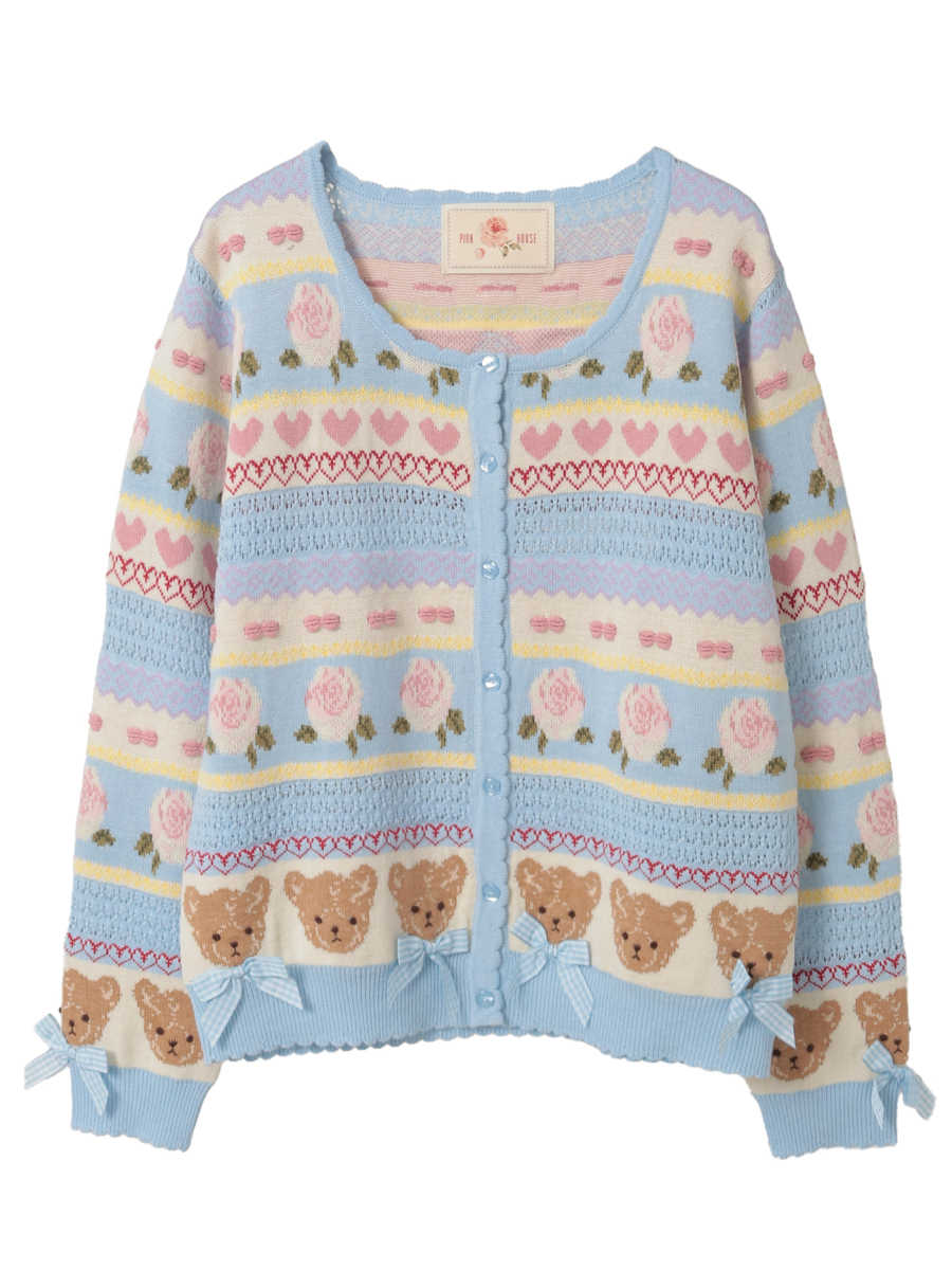 テディ＆ローズジャガードニットカーディガン 詳細画像 ソライロ 1