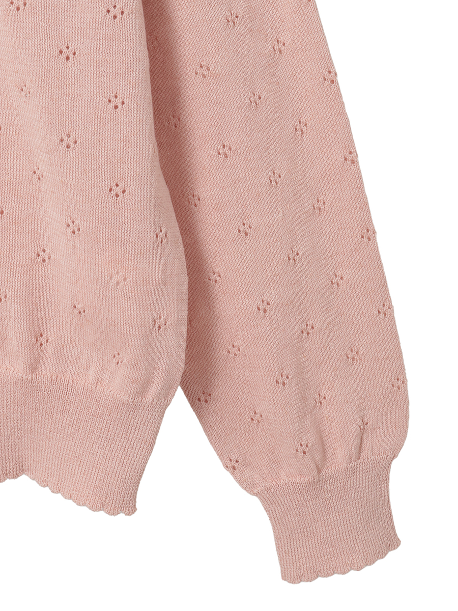 リボンモチーフ付き透かし柄カーディガン 詳細画像 ピンク 4