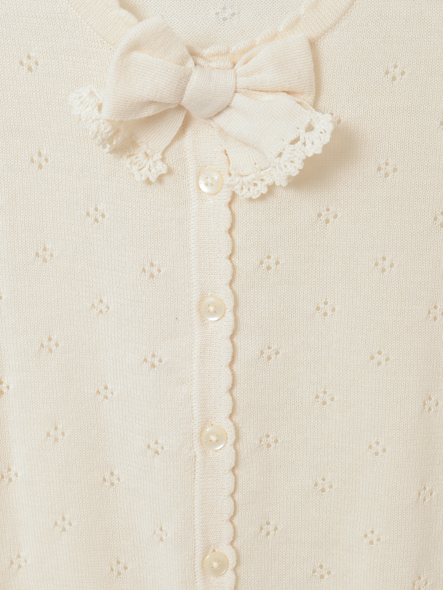 リボンモチーフ付き透かし柄カーディガン 詳細画像 ピンク 8
