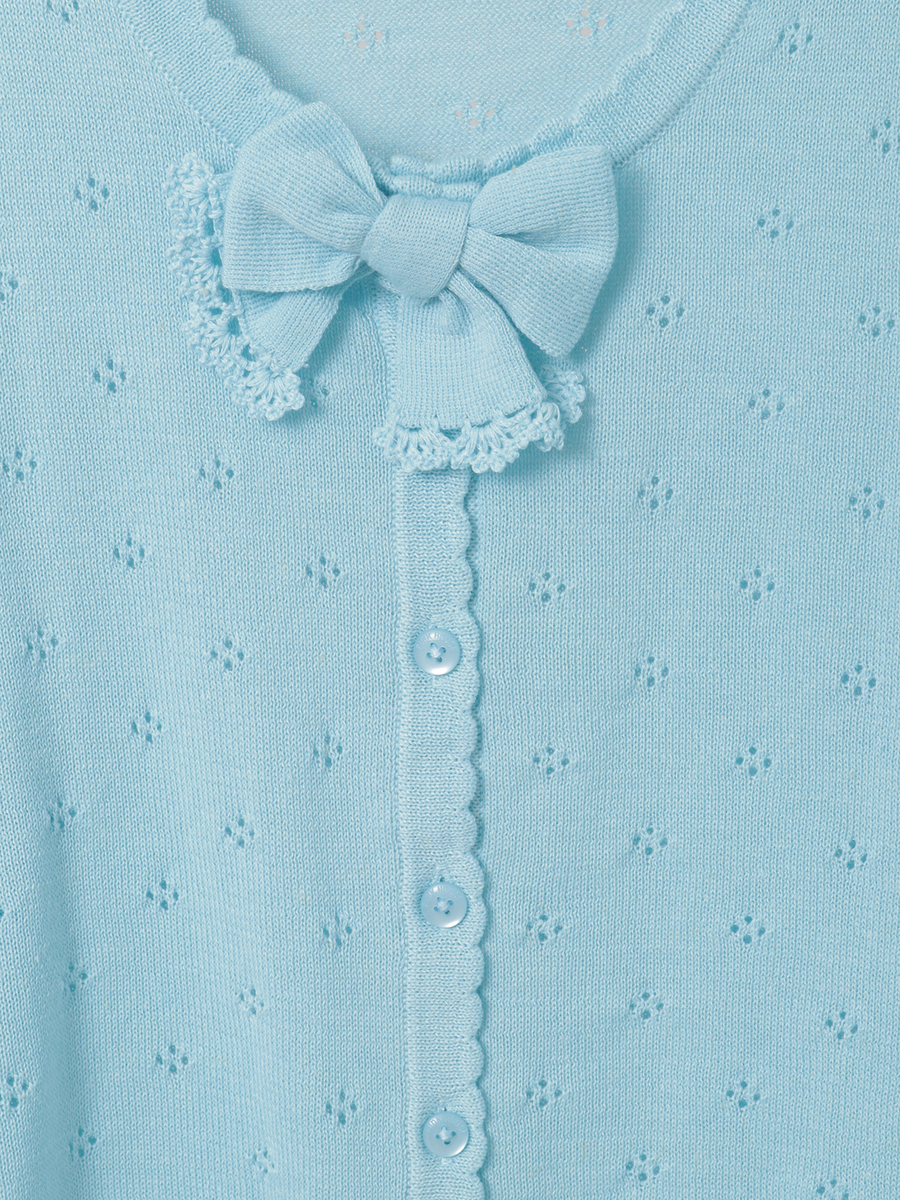 リボンモチーフ付き透かし柄カーディガン 詳細画像 ピンク 9