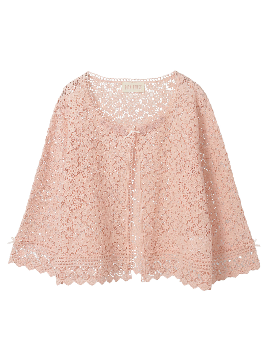 小花柄レースカーディガン 詳細画像 ピンク 1