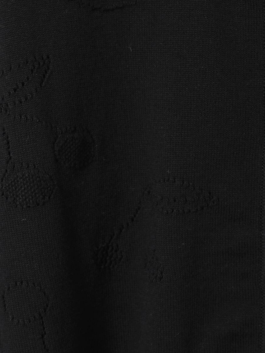 さくらんぼ透かし柄ニットカーディガン 詳細画像 クロ 7