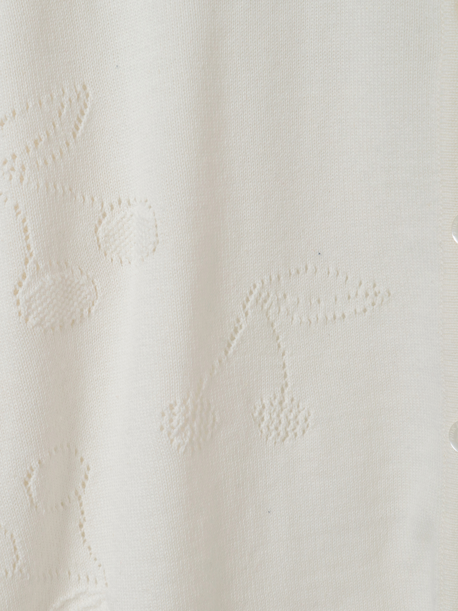 さくらんぼ透かし柄ニットカーディガン 詳細画像 クロ 8