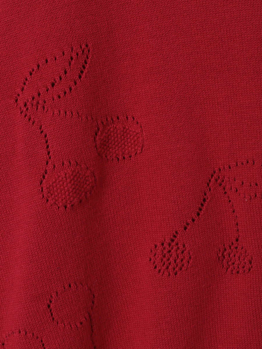 さくらんぼ透かし柄ニットカーディガン 詳細画像 クロ 9