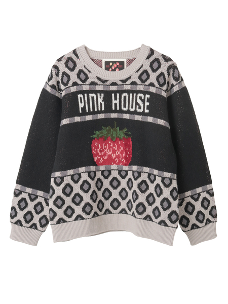 苺モチーフジャガードニット
