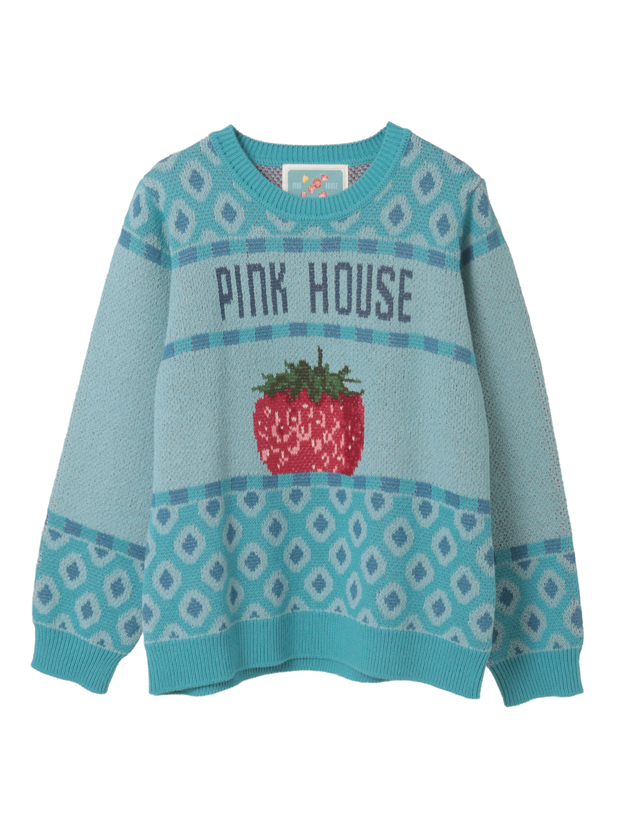 苺モチーフジャガードニット 詳細画像 ブルー 1