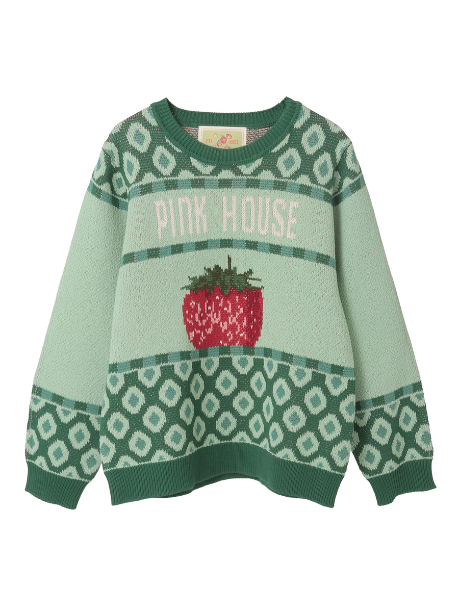 苺モチーフジャガードニット 詳細画像 グリーン 1