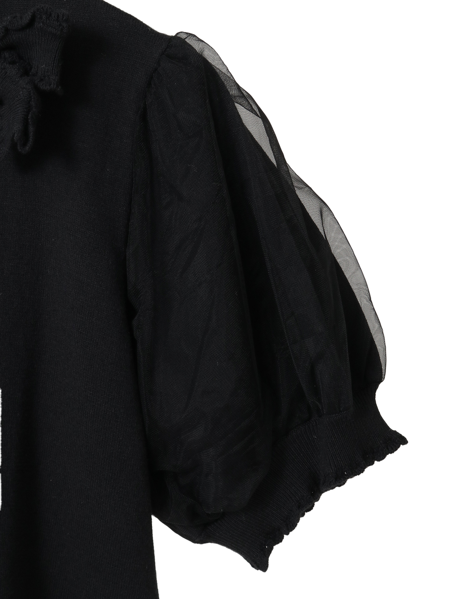 チュール使いパフスリーブニット 詳細画像 クロ 10