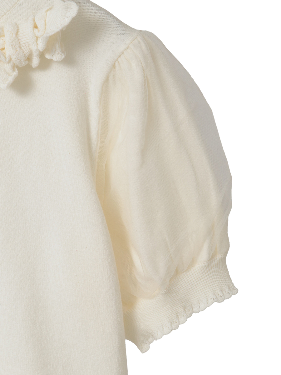 チュール使いパフスリーブニット 詳細画像 クロ 12