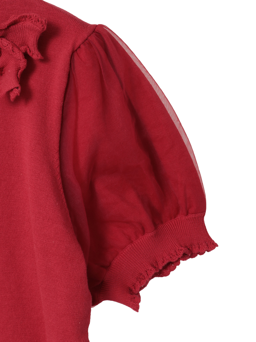 チュール使いパフスリーブニット 詳細画像 クロ 14