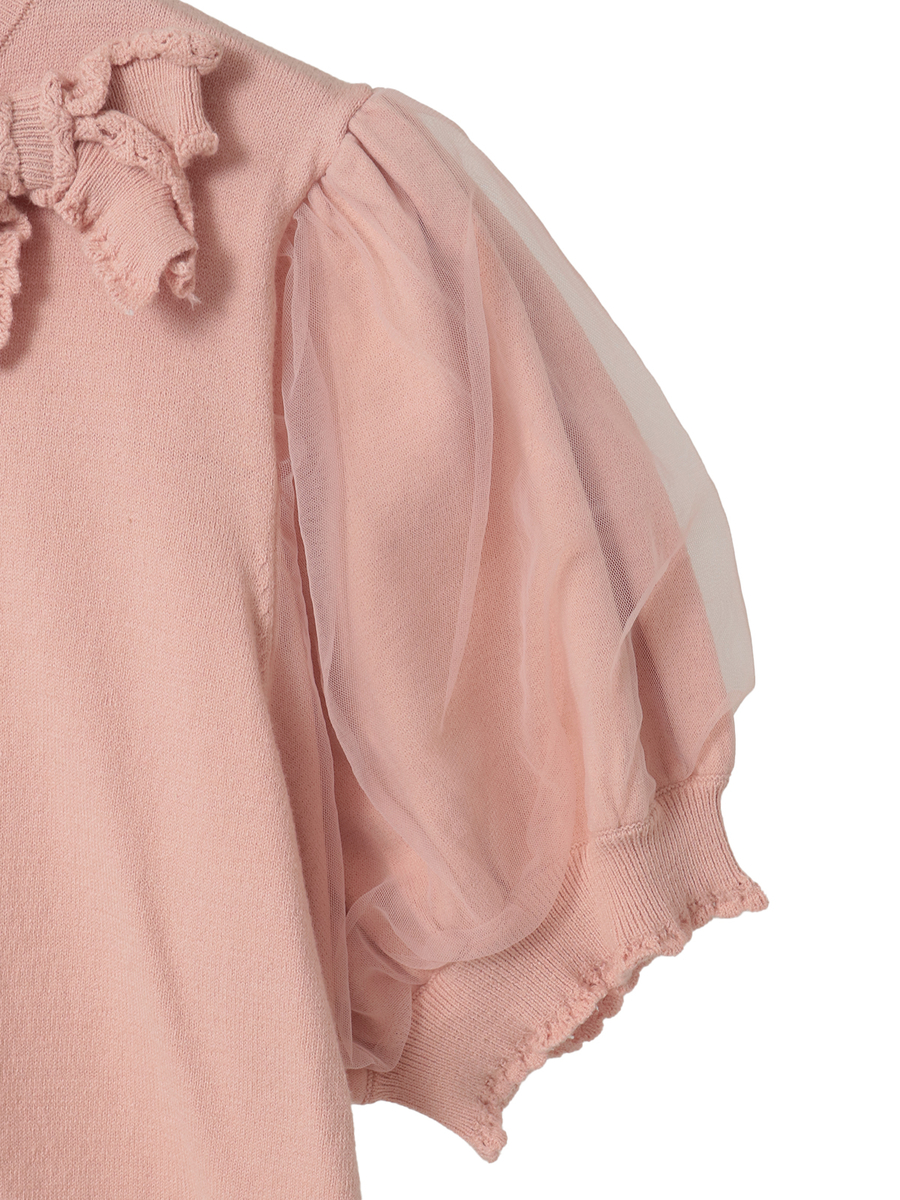 チュール使いパフスリーブニット 詳細画像 クロ 16