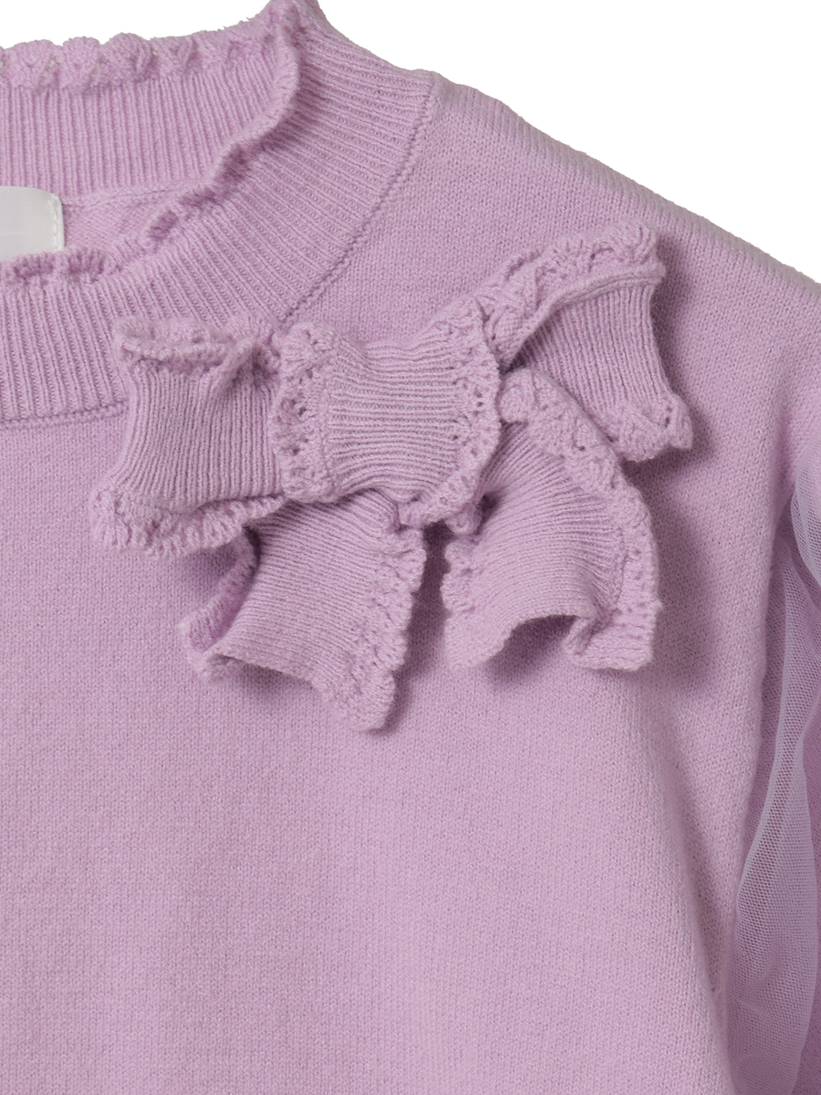 チュール使いパフスリーブニット 詳細画像 クロ 19