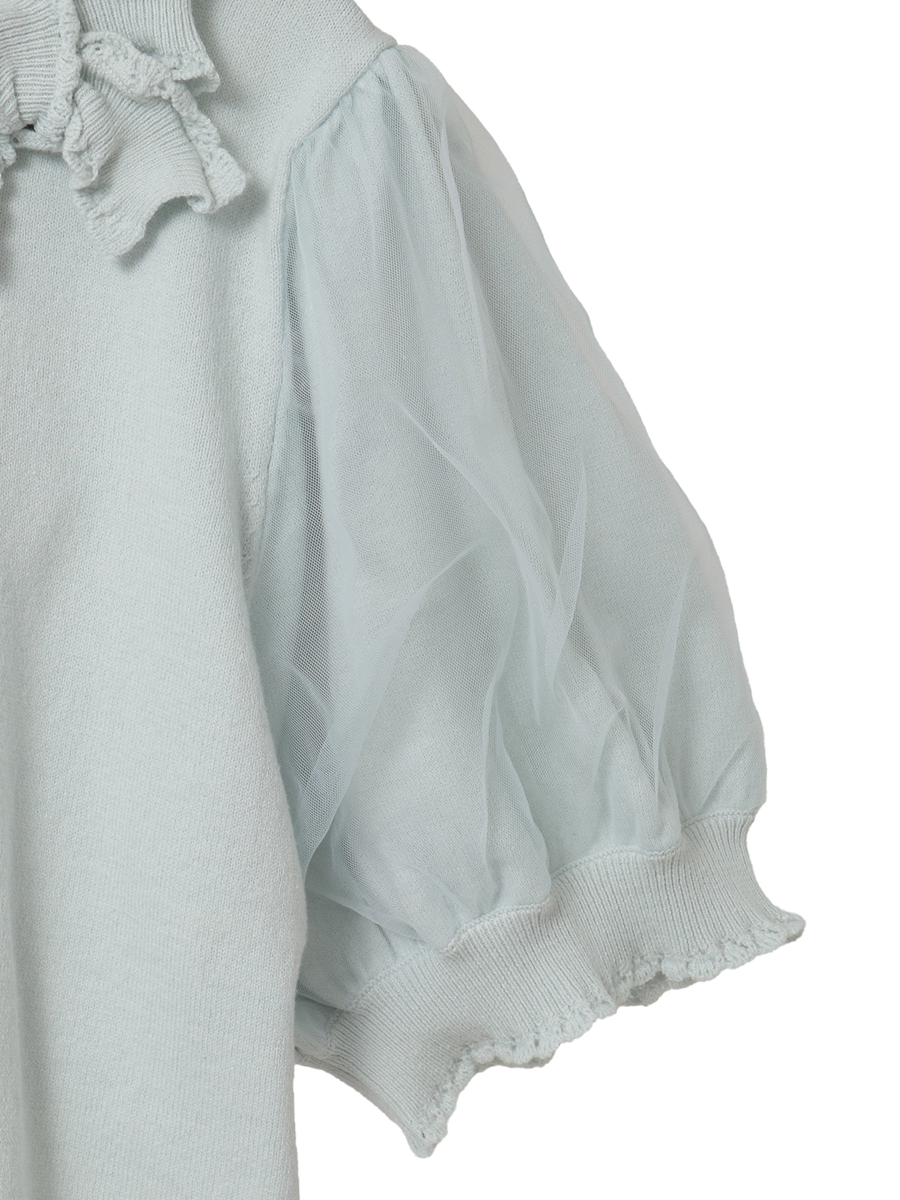 チュール使いパフスリーブニット 詳細画像 クロ 4