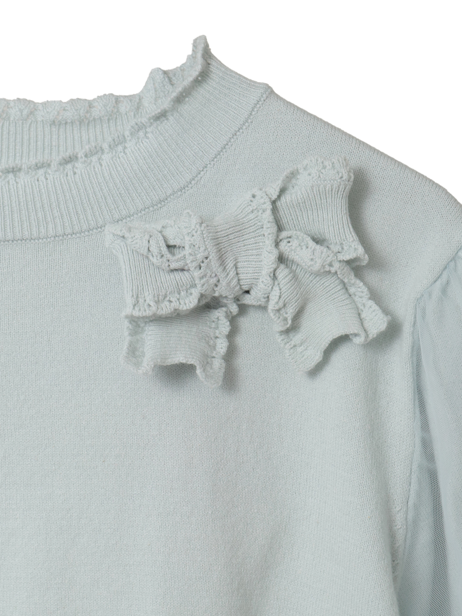 チュール使いパフスリーブニット 詳細画像 クロ 6