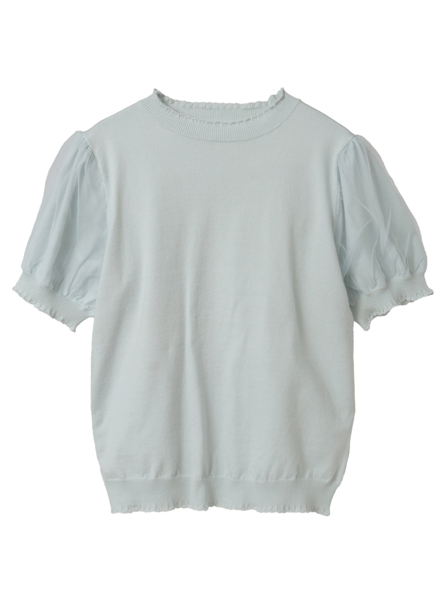 チュール使いパフスリーブニット 詳細画像 クロ 9