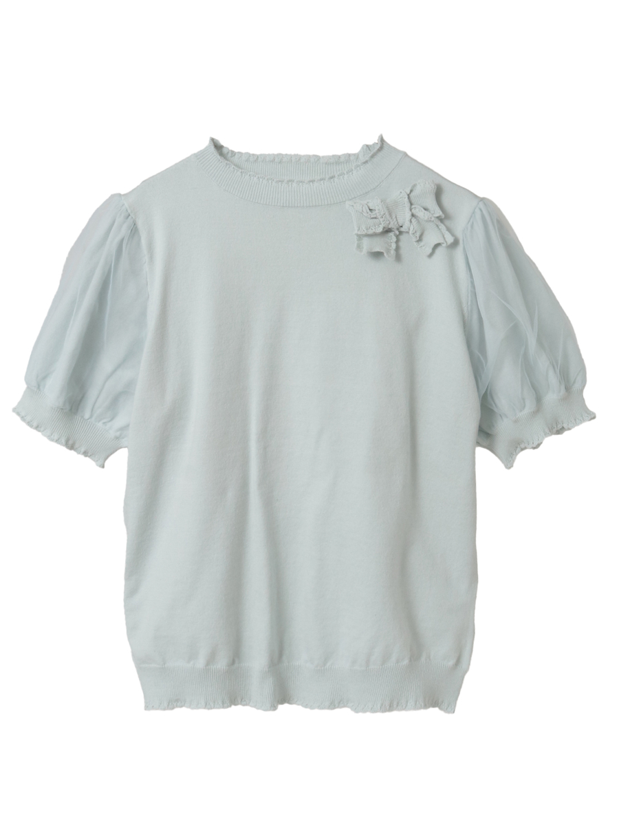 チュール使いパフスリーブニット 詳細画像 ソライロ 1