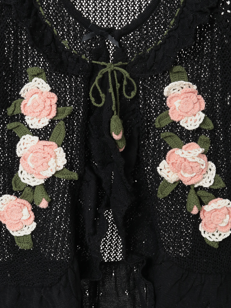 ポワン・ド・ローズモチーフニットベスト 詳細画像 アイボリー 10