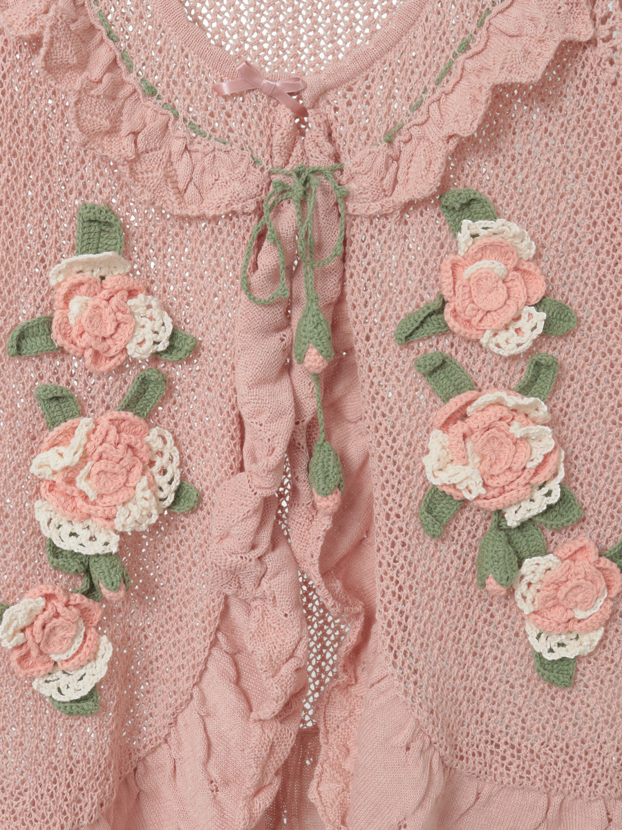 ポワン・ド・ローズモチーフニットベスト 詳細画像 アイボリー 12