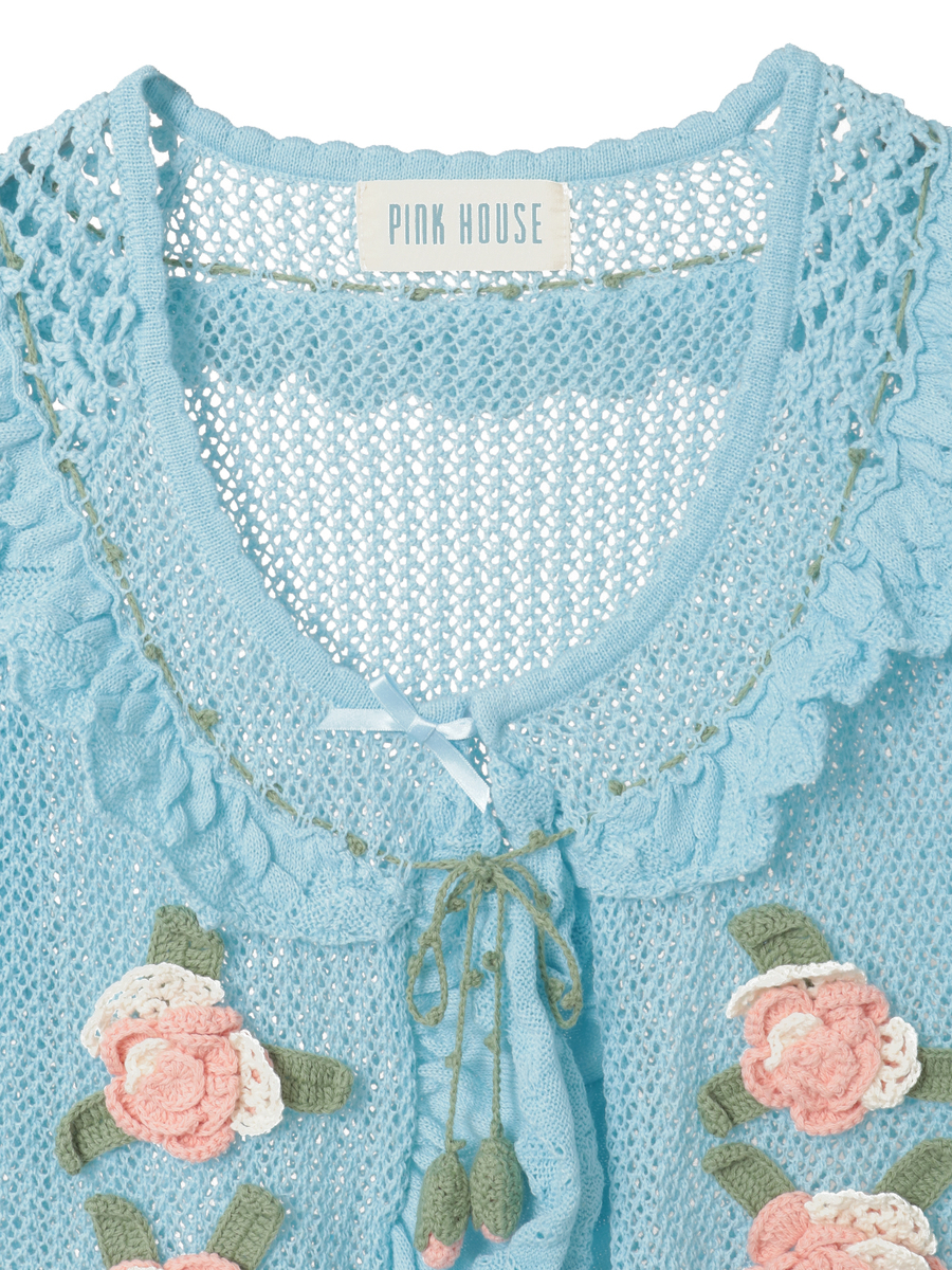 ポワン・ド・ローズモチーフニットベスト 詳細画像 アイボリー 3