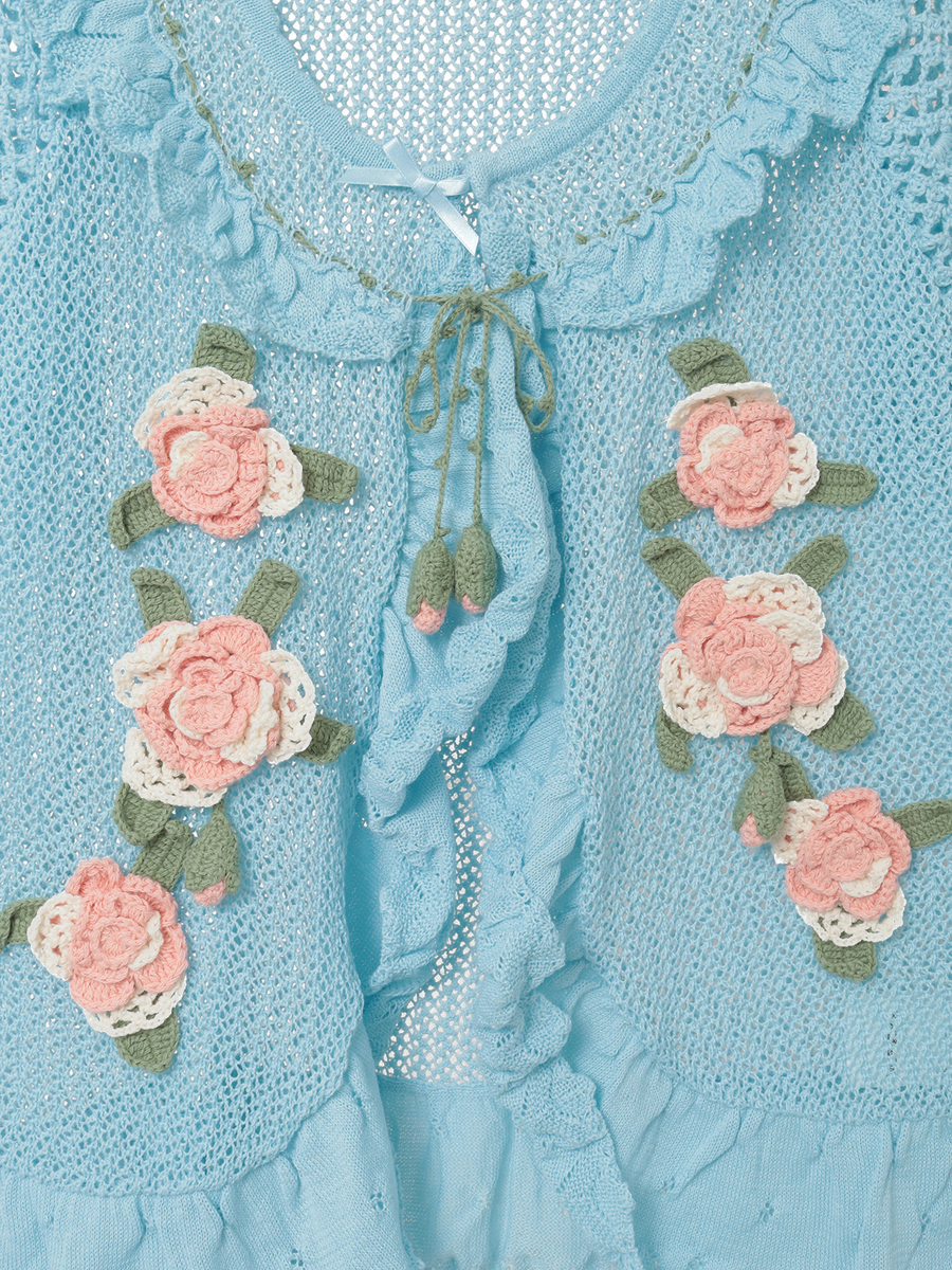 ポワン・ド・ローズモチーフニットベスト 詳細画像 アイボリー 6