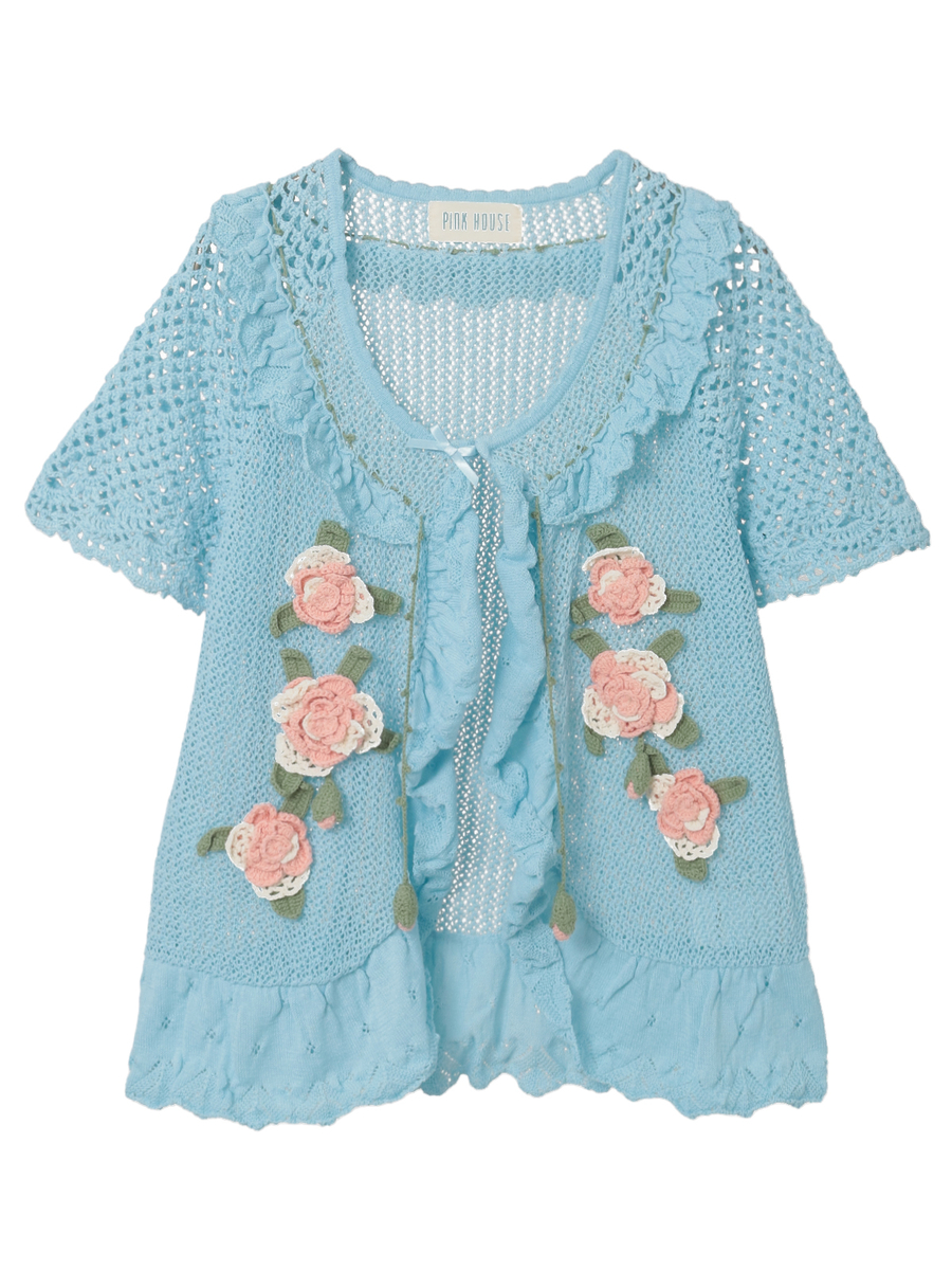 ポワン・ド・ローズモチーフニットベスト 詳細画像 アイボリー 7