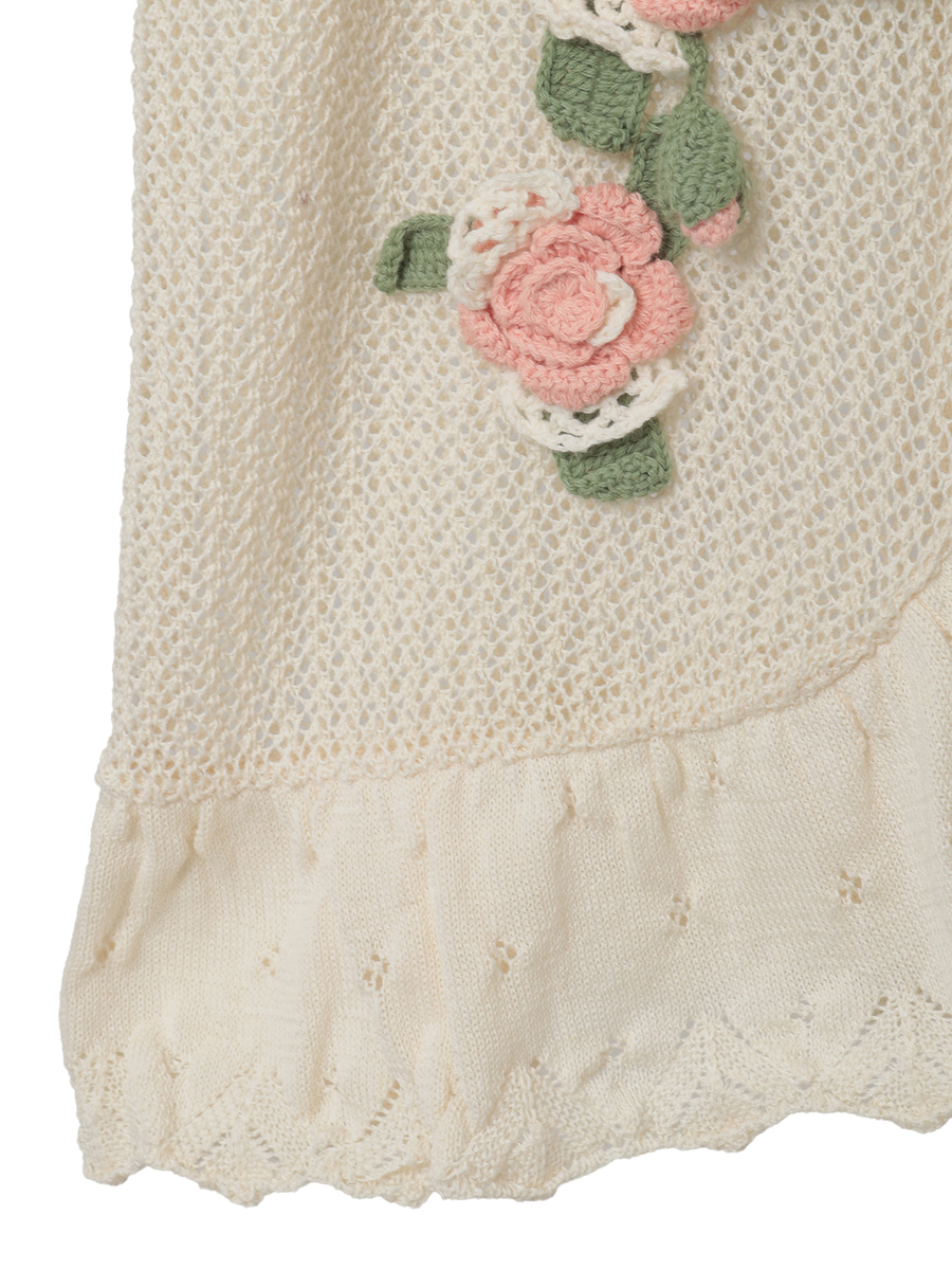 ポワン・ド・ローズモチーフニットベスト 詳細画像 アイボリー 9