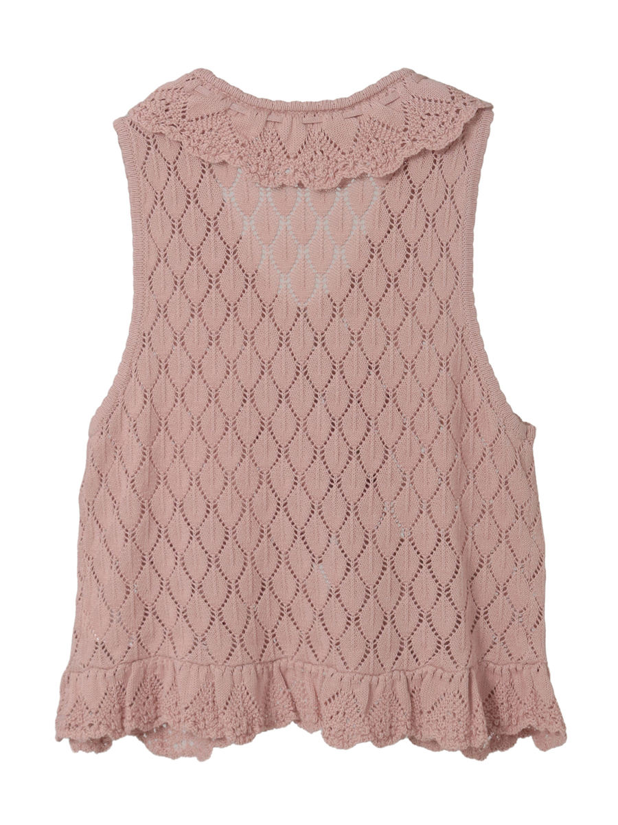 さくらんぼの日曜日モチーフ使いニットベスト 詳細画像 ピンク 2