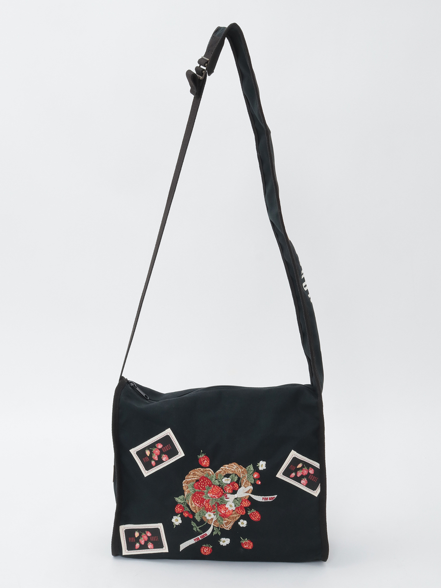 苺リース刺繍ショルダーバッグ 詳細画像 クロ 1