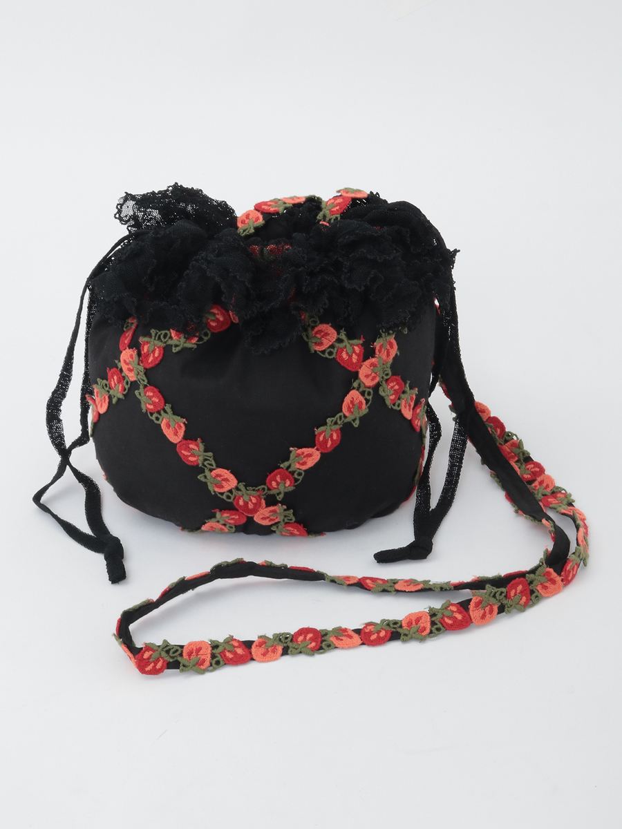 オリジナル苺ブレードレース使いポシェット 詳細画像 クロ 1