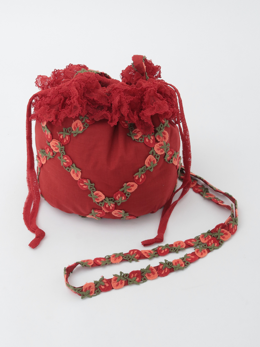 オリジナル苺ブレードレース使いポシェット 詳細画像 アカ 1