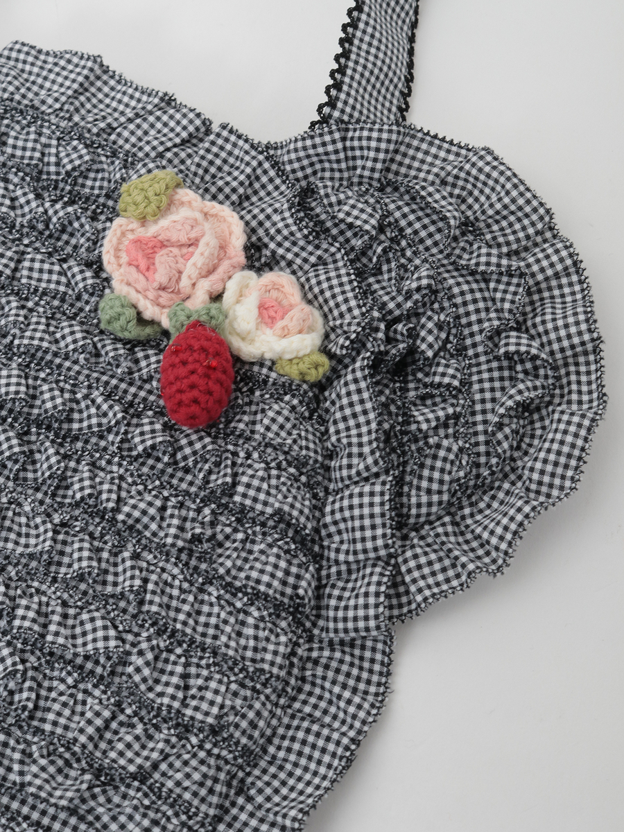 テディシルエットギンガムチェックポシェット 詳細画像 クロ 6